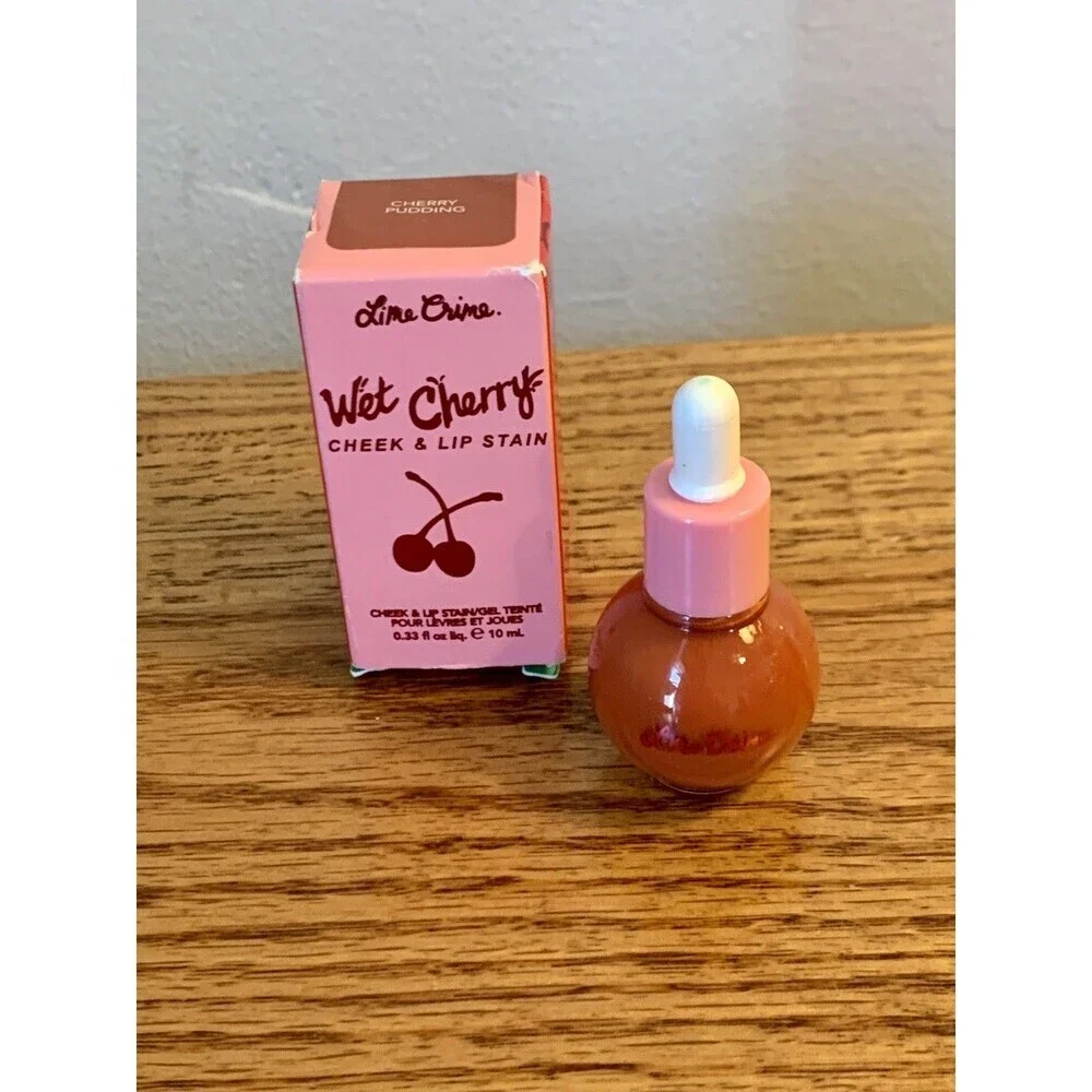(2) Lime Crime Wet Cherry Cheek Lip Stain CHERRY TART CHERRY PUDDING New/NIB SET